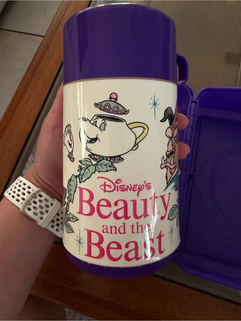 Vintage 1991 Disney Aladdin Beauty and the Beast Lunch Box with Thermos.